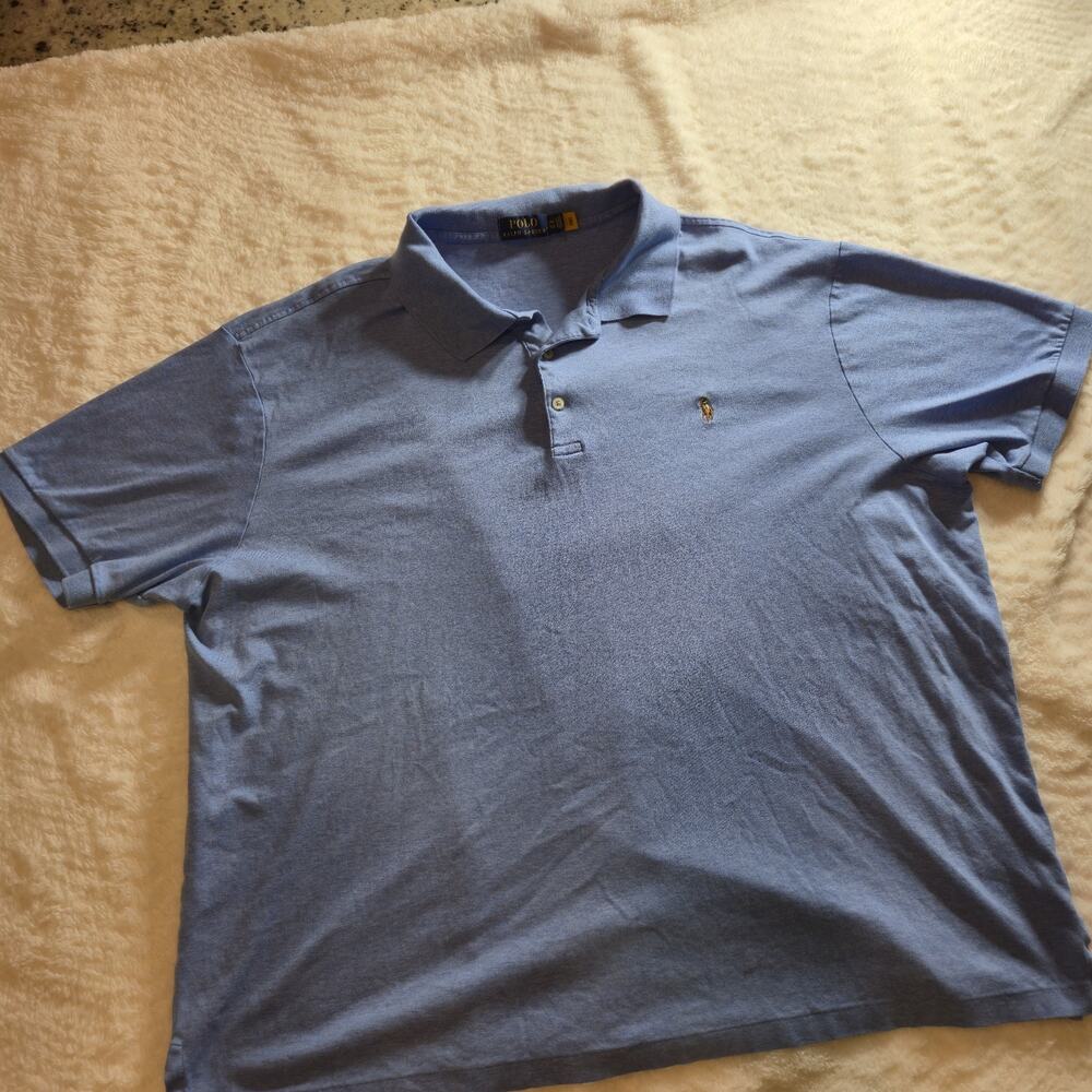 Ralph Lauren Polo Shirt Mens 3XB Blue Pony Golf Casual Short Sleeve *
